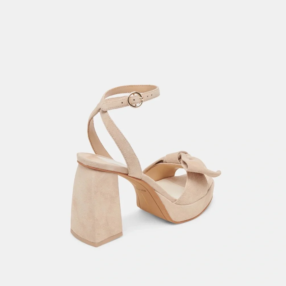 Dolce Vita Pacie Heels Camel Suede Bow Platform Sandals Size 8 $150 Retail
